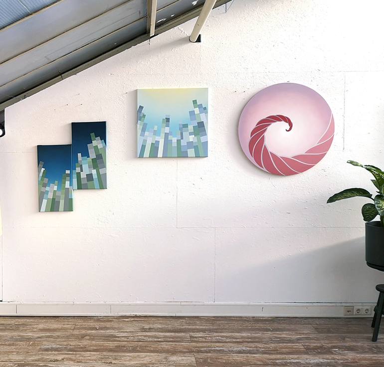 Original Abstract Geometric Painting by Krisztina Dozsa-Farkas