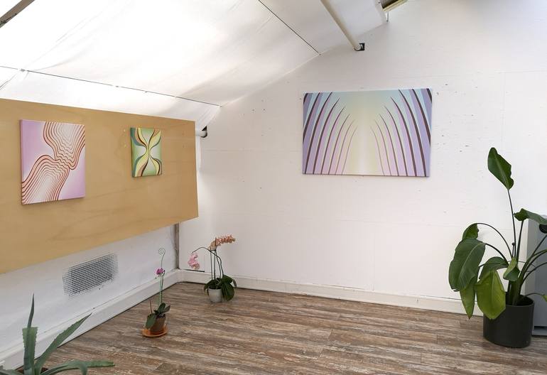 Original Art Deco Geometric Painting by Krisztina Dozsa-Farkas