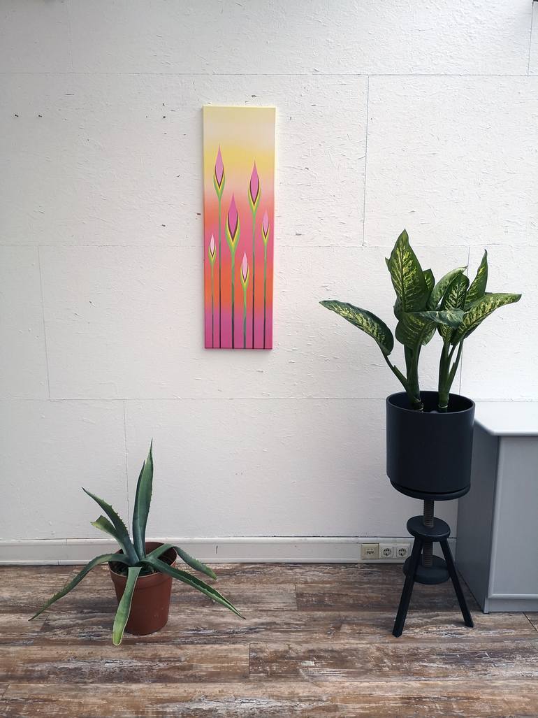 Original Art Deco Geometric Painting by Krisztina Dozsa-Farkas
