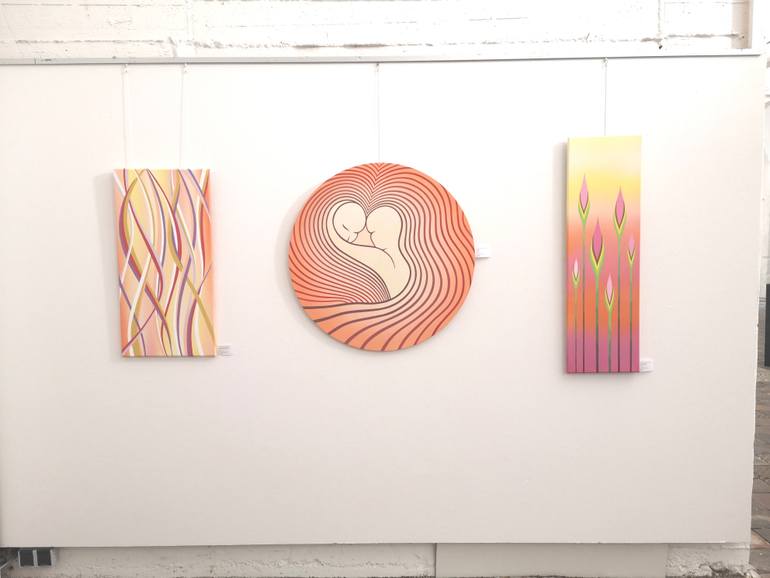 Original Art Deco Geometric Painting by Krisztina Dozsa-Farkas