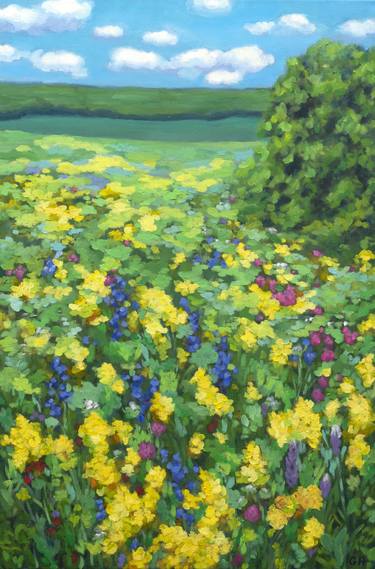 Wildflowers Summer Landscape Painting thumb