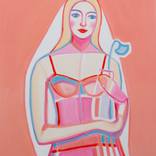 Woman With Vase In Peach And Pink Colors by Giselle Ayupova