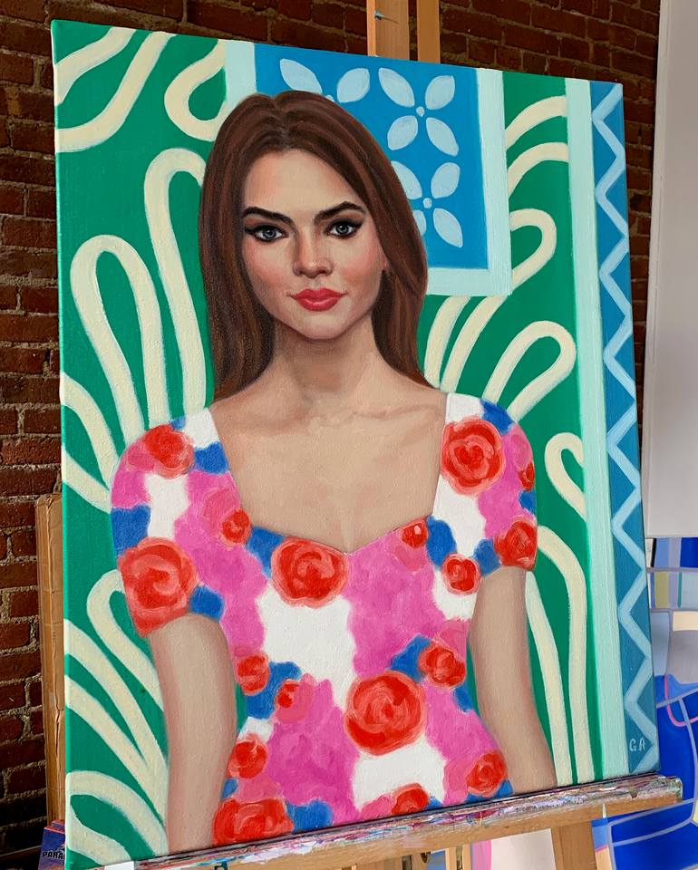 Girl In Floral Dress Painting by Giselle Ayupova Saatchi Art