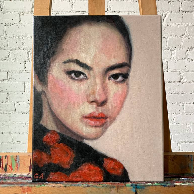 Original Figurative Portrait Painting by Giselle Ayupova