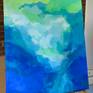 Abstract acrylic and oil painting on canvas with a variety of blue and green colors. It was inspired by the beautiful Caribbean Sea.
The painting is ready to hang with hanging hardware attached to the back of the painting.