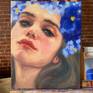 Oil painting on canvas, a portrait of a beautiful young woman with serene look in her large expressive eyes and blue flowers in her hair.

I love painting people and I am endlessly fascinated by the beauty of human form. This is one of my Floral Beauties portrait.

The painting is ready to hang with hanging hardware attached to the back of the painting.