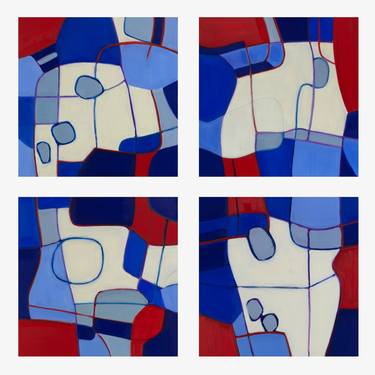 Abstract Multi Panel Art 180728 Blue, Red thumb