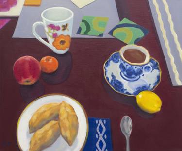 Still Life with Gzhel, Fruit and Pirozhki Pies thumb