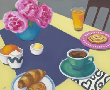 Still Life with Peonies, Pastry and Orange thumb