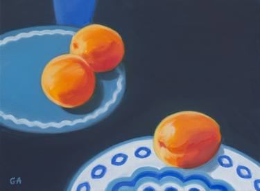 Still Life with Apricots and Blue Ceramics thumb