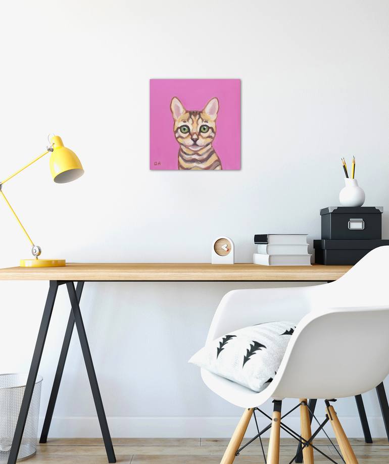 Original Fine Art Cats Painting by Giselle Ayupova