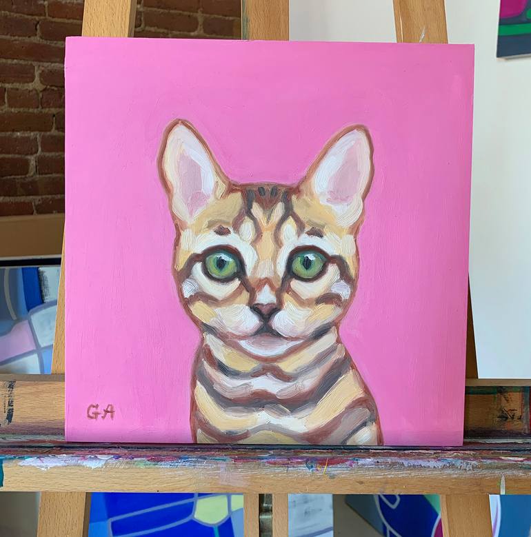 Original Fine Art Cats Painting by Giselle Ayupova