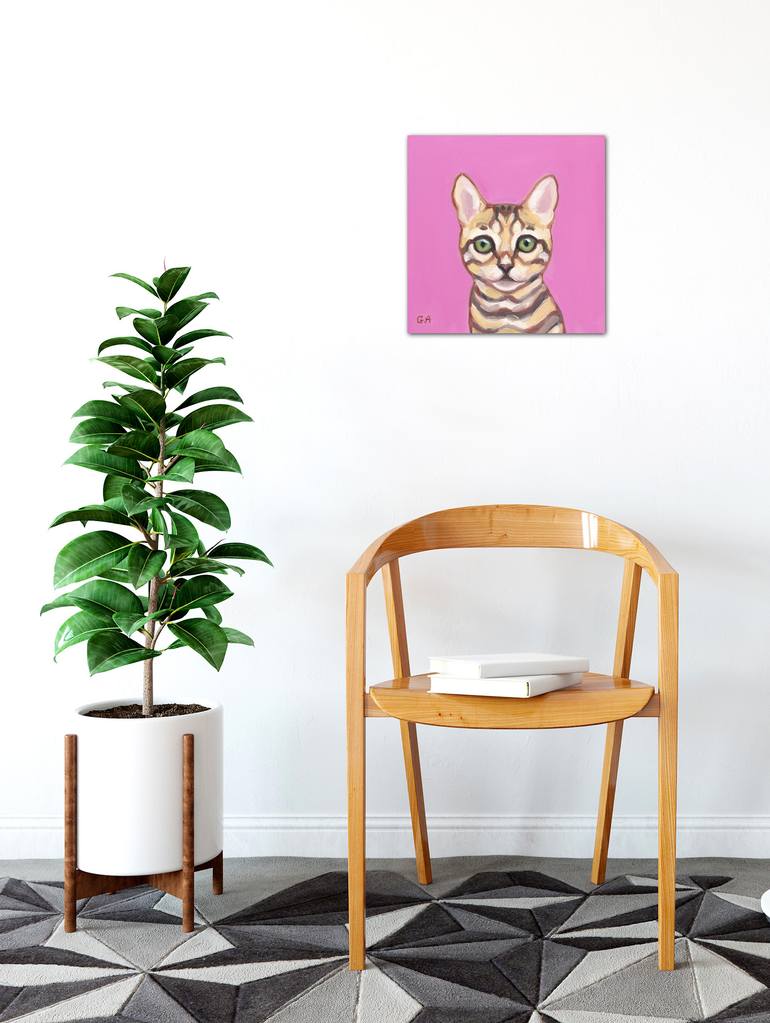Original Fine Art Cats Painting by Giselle Ayupova