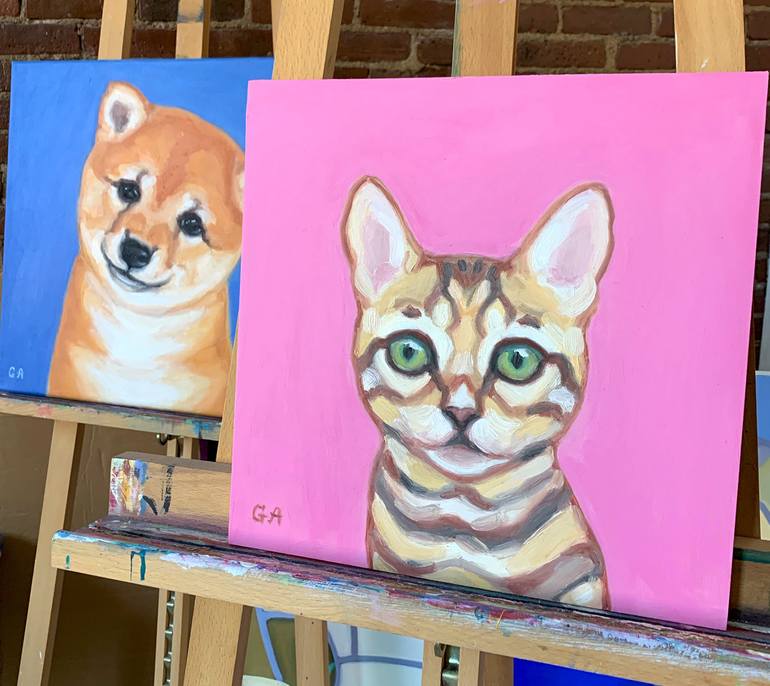 Original Cats Painting by Giselle Ayupova