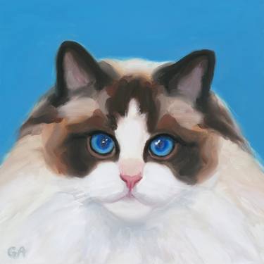 Original Cats Paintings by Giselle Ayupova