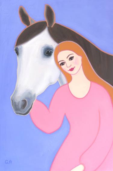 Girl With White Horse thumb