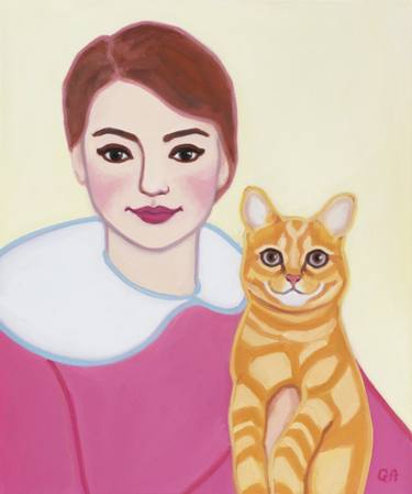 Girl With Orange Tabby Cat thumb