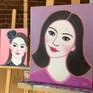 Oil painting of a charming girl with a quirky personality.
The painting is ready to hang with hardware attached in the back.