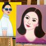 Oil painting of a charming girl with a quirky personality.
The painting is ready to hang with hardware attached in the back.