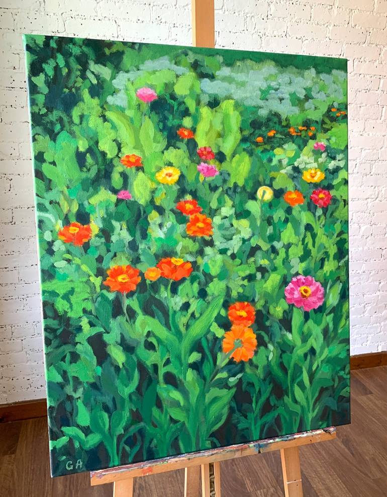 Original Impressionism Floral Painting by Giselle Ayupova