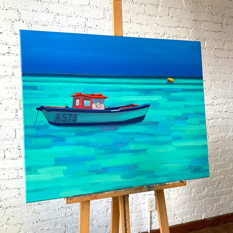 Original Fine Art Boat Painting by Giselle Ayupova