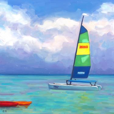 Print of Impressionism Sailboat Paintings by Giselle Ayupova