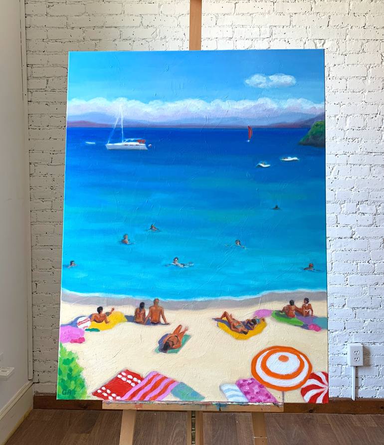 Original Figurative Beach Painting by Giselle Ayupova