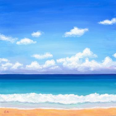 Beach Seascape With White Clouds thumb