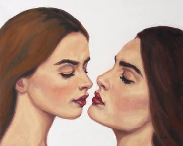 Saatchi Art Artist Giselle Ayupova; Paintings, “Kiss Anticipation Women Portrait” #art