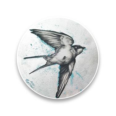 Soaring swallow Swallow bird wall art Painting 30 cm (11 inches) Flight Swallow in sky thumb