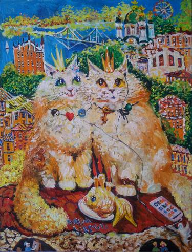 Print of Dada Cats Paintings by Evelina Beketova