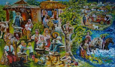 Print of Folk Family Paintings by Evelina Beketova