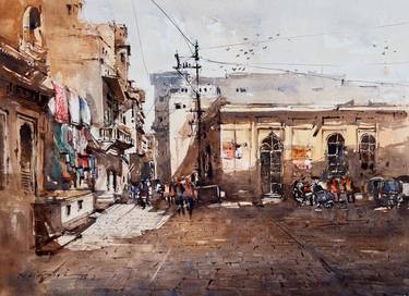 Original Impressionism Architecture Painting by Nitin Singh