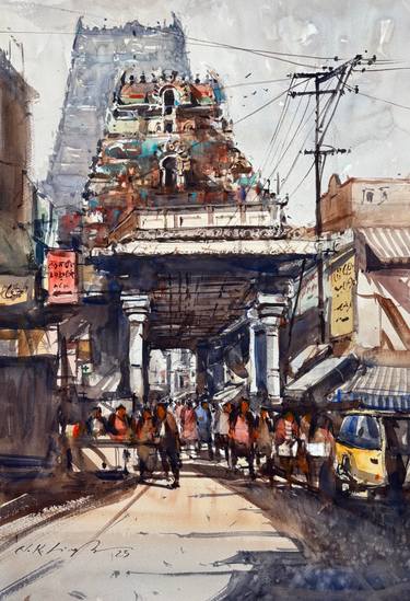 Original Impressionism Religion Painting by Nitin Singh