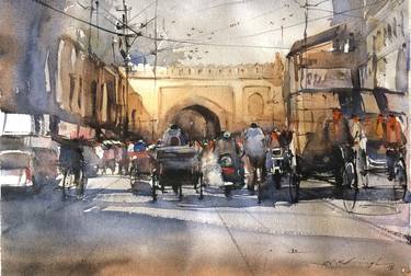 Saatchi Art Artist Nitin Singh; Painting, “A street with life and motion” #art