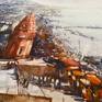 Watercolor art of Varanasi ghat