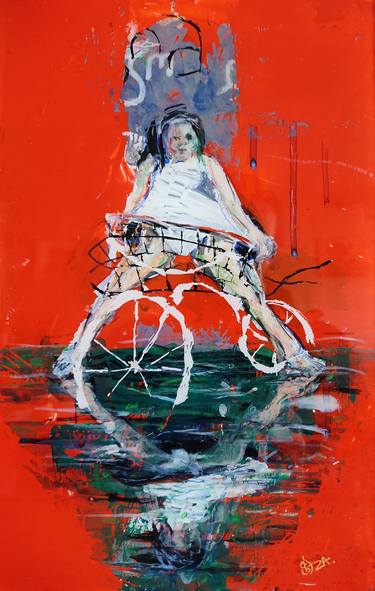 Original Abstract Expressionism Bicycle Paintings by Zaza Aspanidze