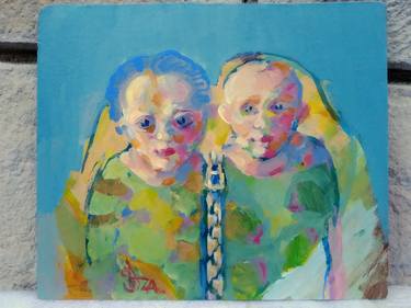 Original Expressionism Family Paintings by Zaza Aspanidze