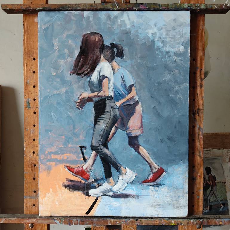 Original Expressionism People Painting by Zaza Aspanidze