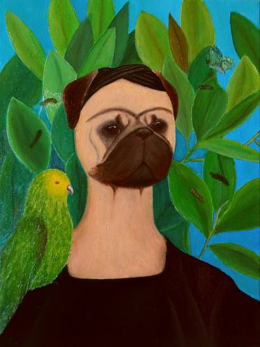 Frida Puglo - Self-portrait with Bonito Parrot and Butterfly thumb