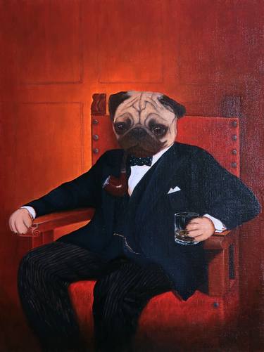 Original Figurative Dogs Paintings by Yuliia Ustymenko