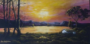 Saatchi Art Artist Cherie Roe Dirksen; Paintings, “Golden Lake Sunset” #art