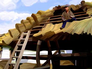 Thatching the Well House thumb