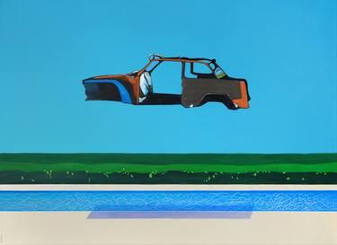 Pool with flying car. thumb