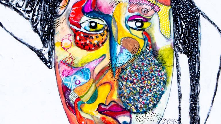 Original Abstract People Painting by V Artist