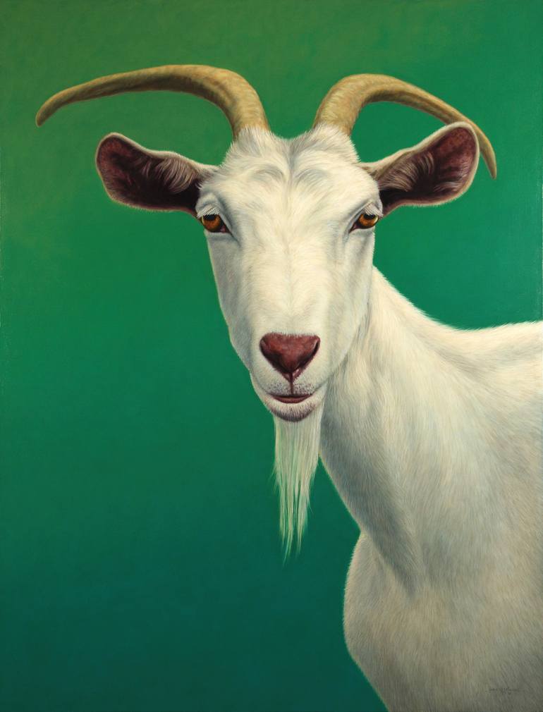 Portrait of a Goat Painting by James W Johnson | Saatchi Art