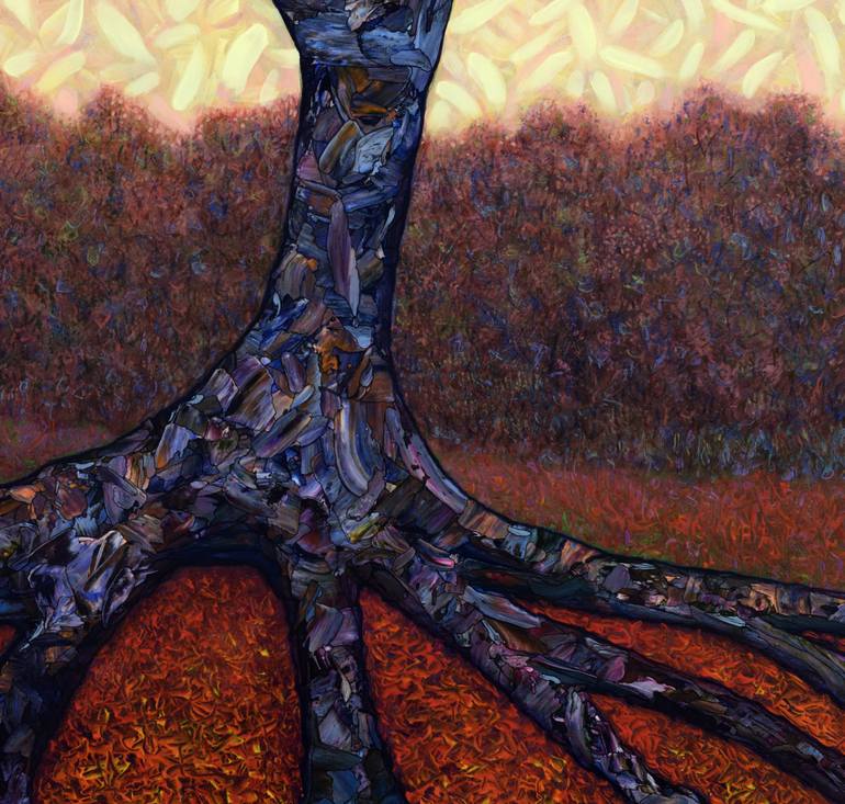 Original Impressionism Tree Painting by James W Johnson