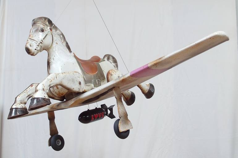 Original Pop Art Aeroplane Sculpture by Dangerous Minds Artists