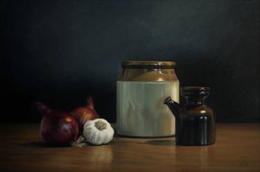 STILL LIFE WITH AN OLIVE OIL CRUET thumb