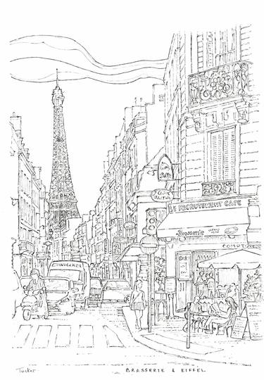 Original Figurative Cities Drawings by Murray Tucker